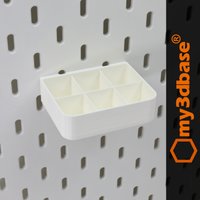 6 - Slot, Medium Size Flat Organizer Storage Box | Approx 76mm For Skadis Pegboard von my3dbase