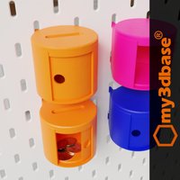 Round Storage Box With Lid & Revolving Door For Skadis Pegboard von my3dbase