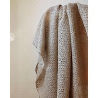 Gestrickte Leinen Baby Decke Beige Grau, Leichte Sommer Decke von myBlueMeadow