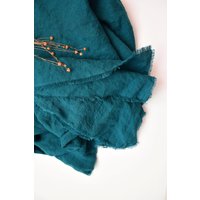 Leinendecke Mit Fransen - Teal von myBlueMeadow
