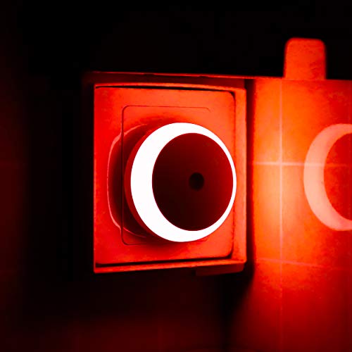 myCozyLite LED Nachtlicht Rot, Kleines Nachtlicht mit Stecker, Dämmerungssensor, Rotes Nachtlicht für Schlafzimmer, Badezimmer, Küche, Kinderzimmer, Flur, Rund, Energieeffizient, 2er Pack von myCozyLite