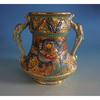 Gialetti Deruta Italy Vase Mosaikvase Keramik Mosaik Henkelvase Vintage | F024-1435 von myDecoWorld24