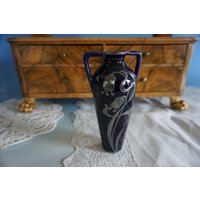 Vintage Seltene Jugendstil Vase Blumenvase Porzellan Um 1910 Mit Silber Overlay Floral Rar | E23-053 von myDecoWorld24
