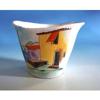 Vintage Wgp Huber-Roethe Keramik Übertopf Blumenübertopf Blumentopf Vase Garda West Germany Poettery 60Er Nierenform | F025-1392 von myDecoWorld24