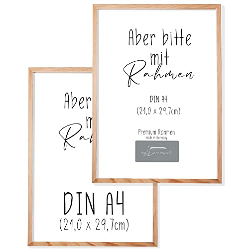 myDreamwork Premium Bilderrahmen DIN A4 Doppelpack (2 STK) I Edler Bilderrahmen Holz mit bruchsicherem Plexiglas I Bilderrahmen 21x30 cm aus Echtholz von myDreamwork