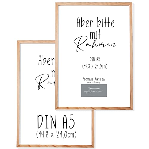 myDreamwork Bilderrahmen Kopenhagen 2er Set (Doppelpack) DIN A5 | Rahmen aus Holz mit bruchsicherem Plexi-Glas | Bilderrahmen Holz | Holzrahmen 14,8 cm x 21 cm (2x A5) von myDreamwork