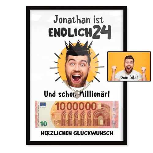 myDreamwork® - 24 Jahre - PERSONALISIERBAR - Geldgeschenke 24. Geburtstag - lustige Geschenke für Männer - 24. Geburtstag Geschenk - lustiges Geschenk Mann - DIN-A4 von myDreamwork