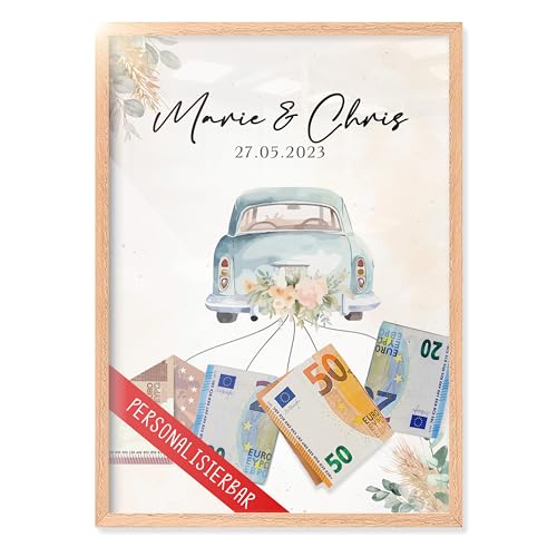 myDreamwork® personalisierte Hochzeitsgeschenke Geldgeschenk zur Hochzeit - Hochzeitsgeschenk personalisiert im Bilderrahmen - Hochzeit Brautpaar Geschenk (DIN-A4) von myDreamwork