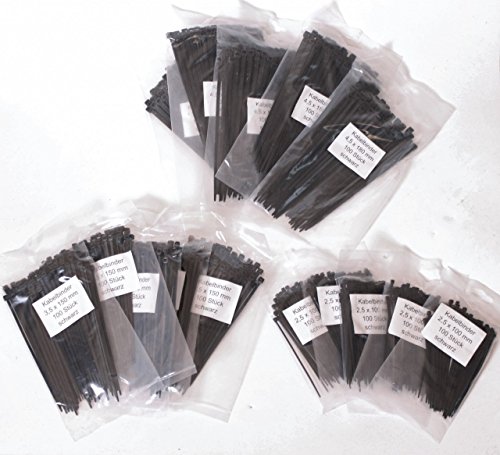1500 x Kabelbinder Sortiment schwarz sortiert je 500 x 2,5/3,5/4,5 mm Set UV 1500 x Kabelbinder Sortiment schwarz sortiert je 500 x 2,5/3,5/4,5 mm Set UV von myMAW