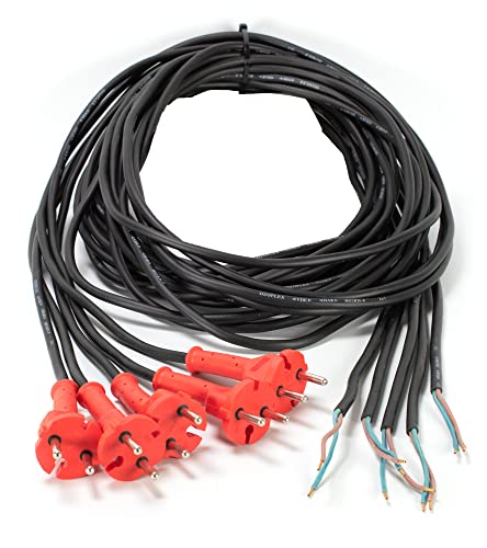 5 x Kabel 4,10m Anschlussleitung H07RN-F 2x1,5mm² schwarz Stecker K6A-5 rot Ral von myMAW