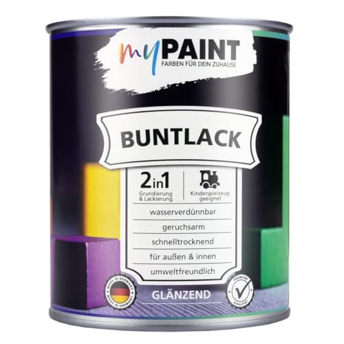 myPaint 2in1 Buntlack Glänzend (750ml Anthrazitgrau/Dunkel Grau RAL 7016) – Wetterfeste Holzfarbe Holzlack Küchenmöbellack. Getrocknet auch für Kinderspielzeug. Schnelltrocknend. von myPAINT FARBEN FÜR DEIN ZUHAUSE