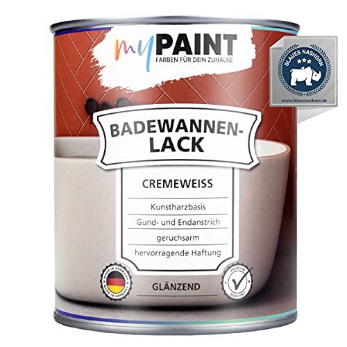 myPAINT® Badewannenlack (750ml, Cremeweiß) 1K - glänzender Badewannenlack weiß - Lack für Badewanne - Emaille Farbe - Badewannen Farbe - Made in Germany von myPAINT FARBEN FÜR DEIN ZUHAUSE