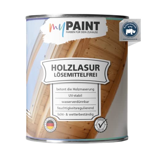 myPAINT® Holzlasur lösemittelfrei (750ml, Anthrazitgrau) seidenglänzende Holzlasur Außen- Holz Grundierung - Holz Lasur - Holzlasur Aussen - Made in Germany von myPAINT FARBEN FÜR DEIN ZUHAUSE