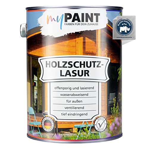 myPAINT® Holzschutzlasur (2,5L, Eiche) seidenglänzende Holzlasur Außen- Holz Grundierung - Holz Lasur - Holzlasur Aussen - Made in Germany von myPAINT FARBEN FÜR DEIN ZUHAUSE