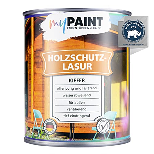 myPAINT® Holzschutzlasur (750ml, Kiefer) seidenglänzende Holzlasur Außen- Holz Grundierung - Holz Lasur - Holzlasur Aussen - Made in Germany von myPAINT FARBEN FÜR DEIN ZUHAUSE