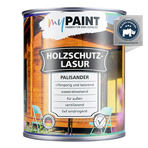 myPAINT® Holzschutzlasur (750ml, Palisander) seidenglänzende Holzlasur Außen- Holz Grundierung - Holz Lasur - Holzlasur Aussen - Made in Germany von myPAINT FARBEN FÜR DEIN ZUHAUSE