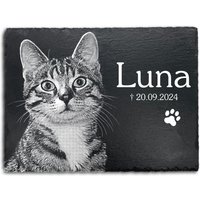 Tier-Gedenktafel Schiefer Eckig - Personalisiert Mit Foto & Name Erinnerung An Hund, Katze, Kaninchen Wetterfest Liebevoll Graviert von myPaddiX