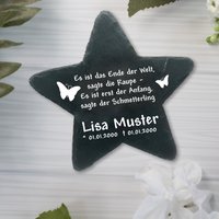 25 X cm Schieferstern Inkl. Gravur Für Sternenkinder Als Gedenkstein Mit Tollen Motiven Grabschmuck, Sternform von myPaddiX