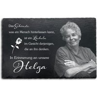 Gedenktafel Schiefer Eckig - Personalisiert Mit Foto & Gravur 30 X 20 cm Trauergeschenk Für Verstorbene Wetterfest Und Handmade von myPaddiX