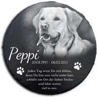 30 X cm Runde Gedenktafel Für Tiere Inkl. Gravur Als Gedenkstein Personalisiert Mit Foto Und Wunschtext Grabschmuck von myPaddiX