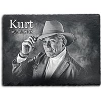 Grabstein Schiefer Eckig - Personalisiert Mit Foto & Gravur 40 X 30 cm Trauergeschenk Für Verstorbene Wetterfest Und Handmade von myPaddiX
