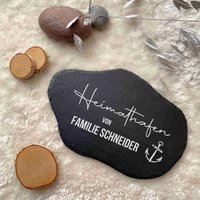 Türschild Im Maritimen Design - Schiefertafel Wolke Heimathafen Mit Namensgravur Für Deinen Eingangsbereich von myPaddiX