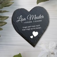 sternenkind Schieferherz Inkl. Gravur Als Gedenkstein Mit Tollen Motiven Grabschmuck von myPaddiX