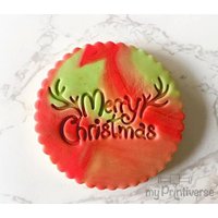 Fondantstempel Merry Christmas Mit Geweih von myPrintiverse