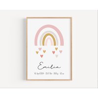 Geburtsposter Regenbogen | Geschenk Zur Geburt Poster Geburtsdaten Personalisierte Geburtstafel Geburtsbild Newborn Geburtsposter Regenbogen | Geschenk Zur Geburt Poster Geburtsdaten Personalisierte Geburtstafel Geburtsbild Newborn von myPrintyDE