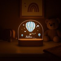 Nachtlicht Heißluftballon Mit Name - Personalisierte Lampe Kinderzimmer Led Licht Junge Geschenk Zur Geburt Baby Gravur von myPrintyDE