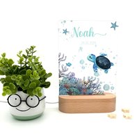 Nachtlicht Mit Name Meerestiere Schildkröte - Personalisiertes Kinderzimmer Licht Geschenk Zur Geburt, Geburtstag Oder Taufe Baby Junge von myPrintyDE