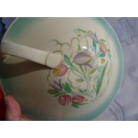 Seltene Susie Cooper 1930Er Art Deco Dresden Spray Green Muster Suppenterrine Deckel - Auch Als Serviergemüseteller Verwendet von mySERENDIPITYresales