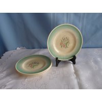 Seltene Susie Cooper 1930Er Jahre Art Deco - Set 4 Der 7" Salat/Dessert Beistellteller Im Dresden Spray Green von mySERENDIPITYresales