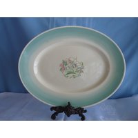 Seltene Susie Cooper C1935 Art Deco 16" Dresden Spray Green Oval Fleisch Servierplatte von mySERENDIPITYresales