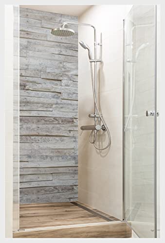 mySPOTTi Fresh - Selbstklebende Duschrückwand zum Aufkleben aus hochwertigem Material. Einfache Montage (100 x 210 cm, Wood Planks) von mySPOTTi