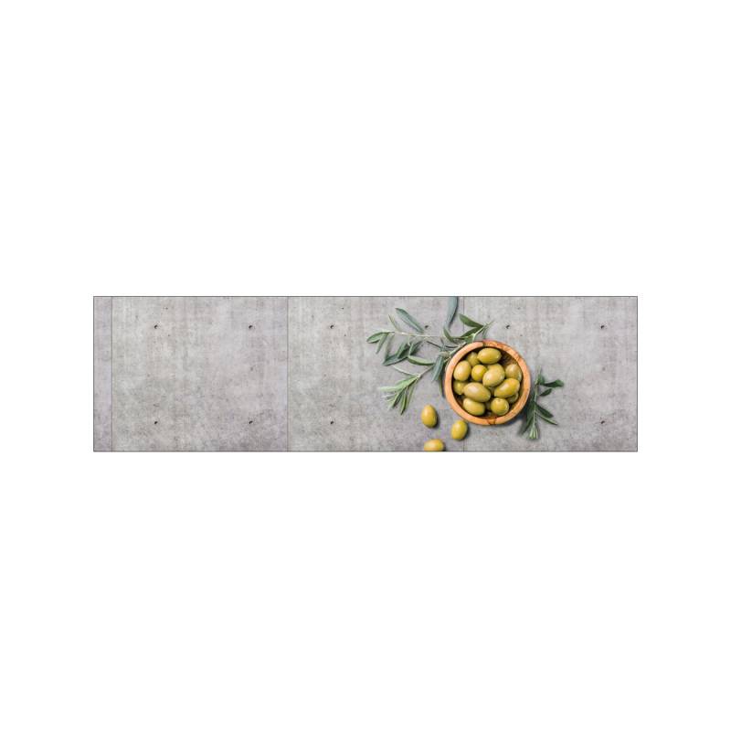 MySpotti Küchenrückwand Profix Cucina Olive und Concrete 210 x 60 cm Olivengrün von mySPOTTi