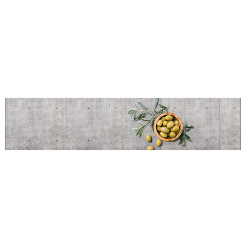 MySpotti Küchenrückwand Profix Cucina Olive & Concrete 270 x 60 cm Grau-Gelb von mySPOTTi