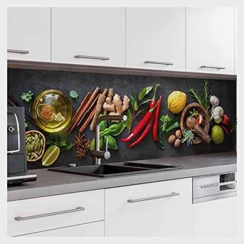 mySPOTTi Fixy - Selbstklebende Küchenrückwand (einfache Montage, alle Untergründe, Premium Digitaldruck) (120 x 60 cm, Fresh Spice) von mySPOTTi