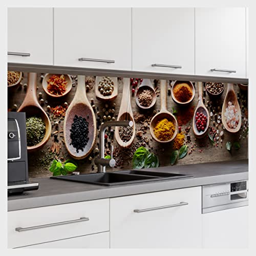 mySPOTTi Fixy - Selbstklebende Küchenrückwand (einfache Montage, alle Untergründe, Premium Digitaldruck) (90 x 60 cm, Spicy Kitchen) von mySPOTTi
