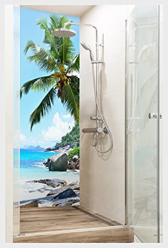 mySPOTTi Fresh - Selbstklebende Duschrückwand zum Aufkleben aus hochwertigem Material. Einfache Montage (100 x 210 cm, Seychellen) von mySPOTTi