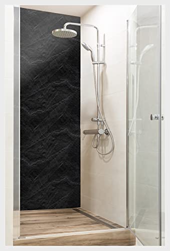 mySPOTTi Fresh - Selbstklebende Duschrückwand zum Aufkleben aus hochwertigem Material. Einfache Montage (90 x 210 cm, Slate) von mySPOTTi