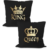 King Und Queen Krone Partner Couple Kissen Set von myShirtStore