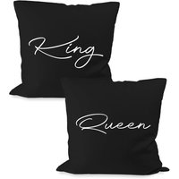 King Und Queen Schreibschrift Partner Couple Kissen Set von myShirtStore