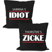 Wunschnamen Idiot Und Zicke Couple Partner Kissen Set von myShirtStore