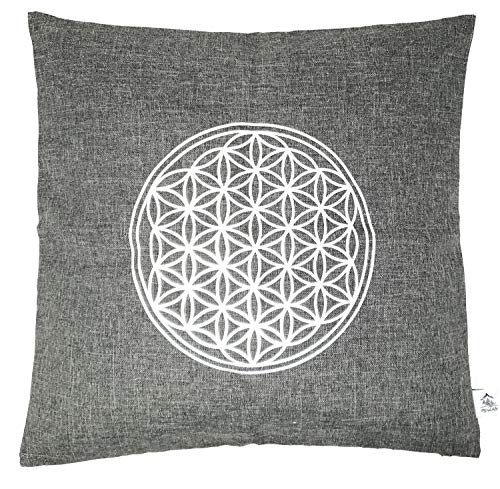myZirbe Zirbenkissen Blume des Lebens Größe 40x40 cm antrazith Silber von myZirbe