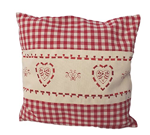 Zirbenkissen rot kariert mit Herz Stickerei befüllt mit Zirbenflocken aus Zirbenholz in extra Inlett Größe 40x40 cm Zirbenkissen rot kariert mit Herz Stickerei befüllt mit Zirbenflocken aus Zirbenholz in extra Inlett Größe 40x40 cm von myZirbe