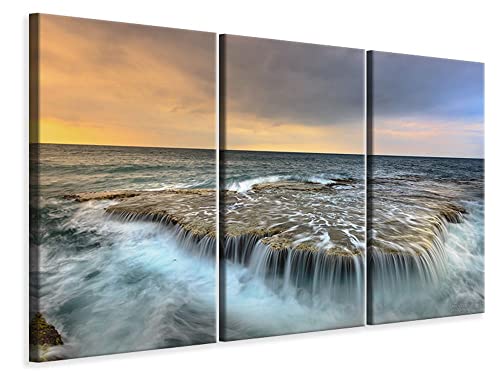 Leinwandbild 3-teilig Das tosende Meer, Maße:180x120cm (3x60x120cm) von myangels