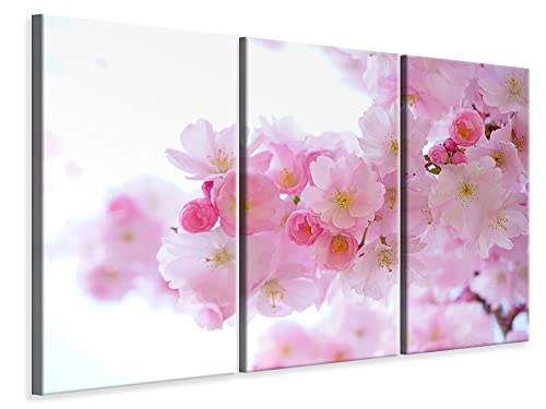 Leinwandbild 3-teilig Japanische Kirschblüte XL, Maße:120x80cm (3x40x80cm) von myangels