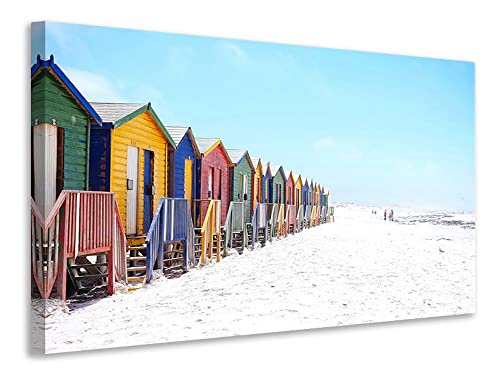 Leinwandbild Bunte Strandhäuser, Maße:120x80cm von myangels