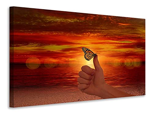 Leinwandbild Der Schmetterling im Abendlicht, Maße:45x30cm von myangels